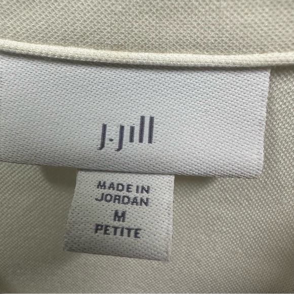 J Jill Rayon Blend Cream Stretch Button Up 3 Quarter Sleeve Tunic Blouse MP - Picture 9 of 11